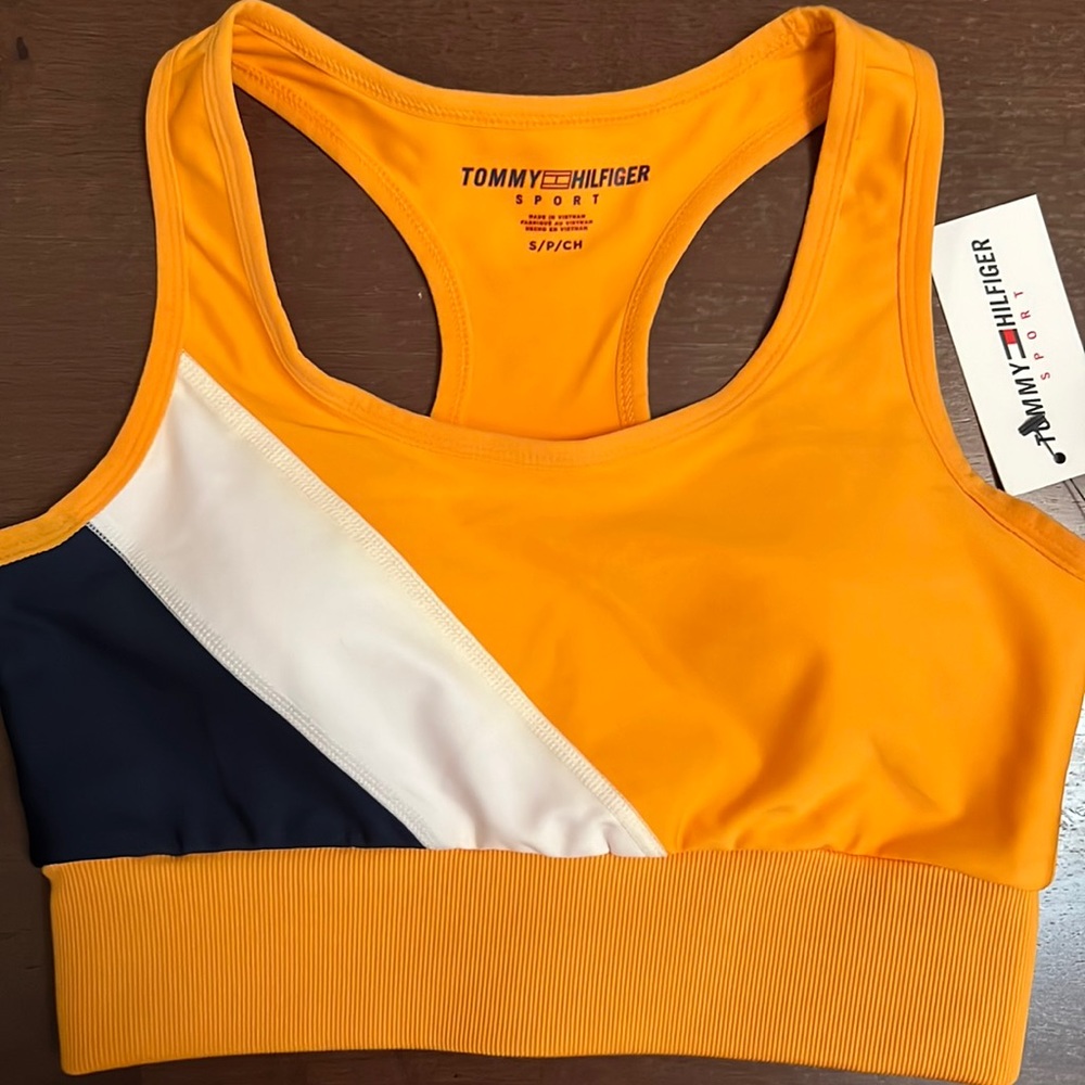 Tommy Hilfiger Sport Colorblocked Sports Bra, Autumn/Navy/White, Size: Small